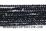 CON121 15.5 inches 3mm faceted round black onyx gemstone beads