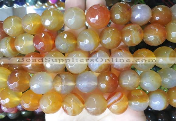 AGBS151 15 inches 16mm faceted round agate gemstone beads wholesale