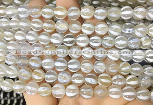 AGBS172 15 inches 8mm round tibetan dzi agate beads wholesale