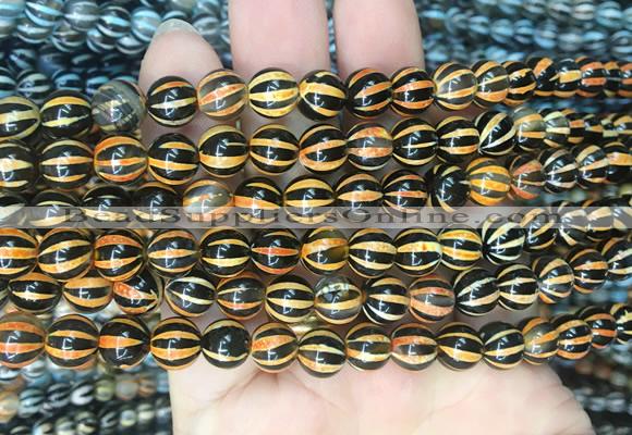 AGBS211 15 inches 8mm round tibetan dzi agate gemstone beads