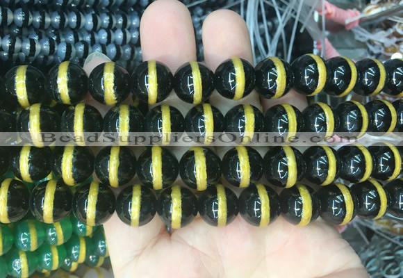 AGBS228 15 inches 12mm round tibetan dzi agate gemstone beads