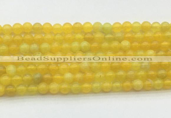 AGBS72 15 inches 4mm round yellow fire agate beads wholesale