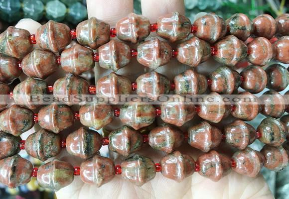 BLBS16 15 inches 10*11mm bell red sesame jasper beads wholesale