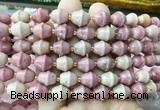 BLBS21 15 inches 10*11mm bell pink wood jasper beads wholesale