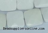 CAA06 15.5 inches 18*18mm faceted square white agate gemstone beads