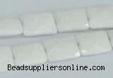 CAA07 15.5 inches 10*14mm faceted rectangle white agate gemstone beads