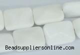 CAA08 15.5 inches 15*20mm faceted rectangle white agate gemstone beads