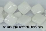 CAA09 15.5 inches 12*12mm faceted diamond white agate gemstone beads