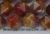 CAA1003 15.5 inches 12mm faceted nuggets red moss agate beads