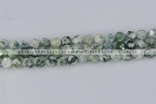 CAA1023 15.5 inches 12mm faceted nuggets tree agate beads