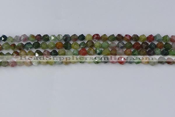 CAA1026 15.5 inches 6mm faceted nuggets Indian agate beads