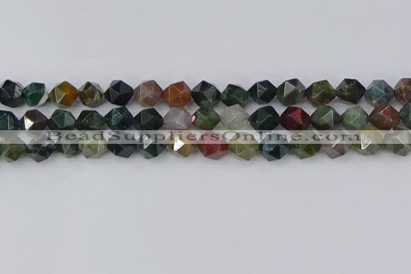 CAA1028 15.5 inches 10mm faceted nuggets Indian agate beads