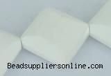 CAA11 15.5 inches 25*25mm faceted diamond white agate gemstone beads