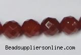 CAA119 15.5 inches 12mm faceted round red agate gemstone beads