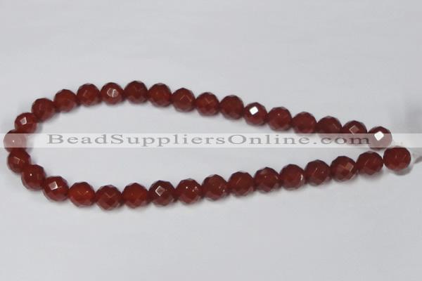 CAA119 15.5 inches 12mm faceted round red agate gemstone beads