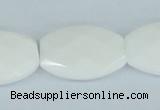 CAA12 15.5 inches 20*30mm faceted oval white agate gemstone beads