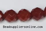 CAA120 15.5 inches 14mm faceted round red agate gemstone beads