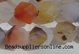 CAA1233 15.5 inches 12mm faceted nuggets matte dendritic agate beads