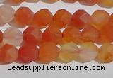 CAA1236 15.5 inches 6mm faceted nuggets matte red agate beads