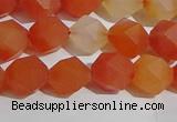 CAA1237 15.5 inches 8mm faceted nuggets matte red agate beads