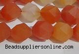 CAA1238 15.5 inches 10mm faceted nuggets matte red agate beads