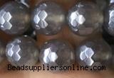 CAA1261 15.5 inches 8mm faceted round AB-color grey agate beads