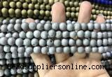 CAA1290 15.5 inches 8mm round matte plated druzy agate beads