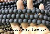 CAA1320 15.5 inches 10mm round matte plated druzy agate beads