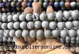 CAA1330 15.5 inches 12mm round matte plated druzy agate beads