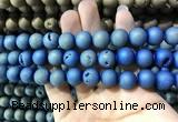 CAA1338 15.5 inches 12mm round matte plated druzy agate beads