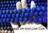 CAA1340 15.5 inches 12mm round matte plated druzy agate beads