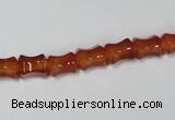 CAA142 15.5 inches 6*8mm bamboo shape red agate gemstone beads