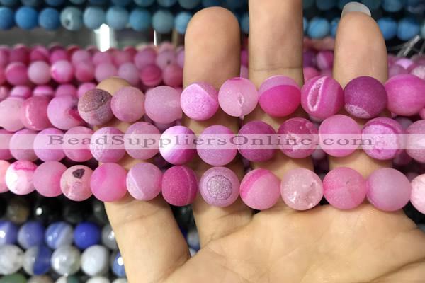 CAA1422 15.5 inches 10mm round matte druzy agate beads