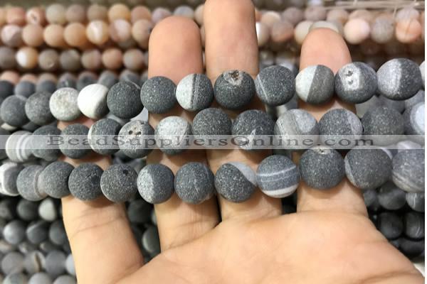 CAA1425 15.5 inches 10mm round matte druzy agate beads