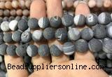 CAA1455 15.5 inches 14mm round matte druzy agate beads