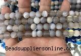 CAA1470 15.5 inches 6mm round matte banded agate beads wholesale