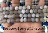 CAA1471 15.5 inches 8mm round matte banded agate beads wholesale