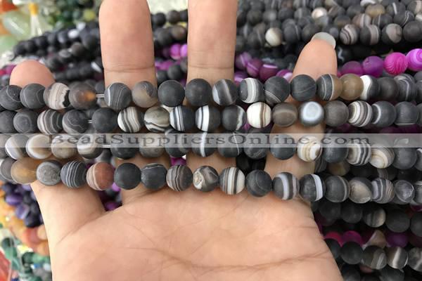 CAA1480 15.5 inches 6mm round matte banded agate beads wholesale