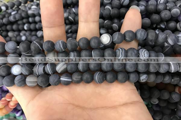 CAA1485 15.5 inches 6mm round matte banded agate beads wholesale