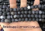 CAA1487 15.5 inches 10mm round matte banded agate beads wholesale