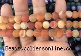 CAA1493 15.5 inches 12mm round matte banded agate beads wholesale