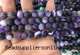 CAA1496 15.5 inches 8mm round matte banded agate beads wholesale