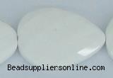 CAA15 15.5 inches 30*40mm faceted flat teardrop white agate beads