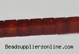 CAA150 15.5 inches 8*8mm cube red agate gemstone beads