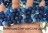 CAA1506 15.5 inches 8mm round matte banded agate beads wholesale