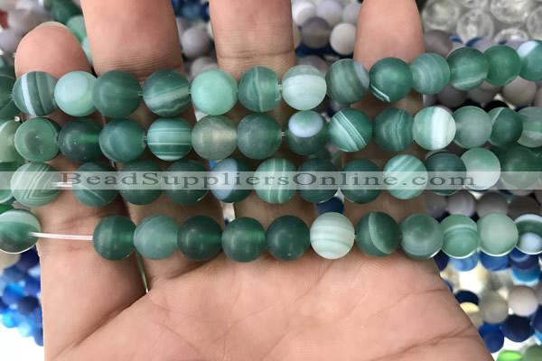 CAA1517 15.5 inches 10mm round matte banded agate beads wholesale