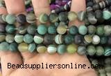 CAA1522 15.5 inches 10mm round matte banded agate beads wholesale