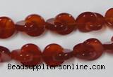 CAA153 15.5 inches 12*12mm curved moon red agate gemstone beads