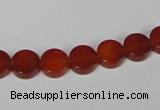 CAA154 15.5 inches 8mm coin red agate gemstone beads