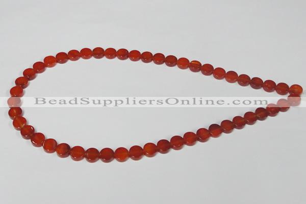 CAA154 15.5 inches 8mm coin red agate gemstone beads